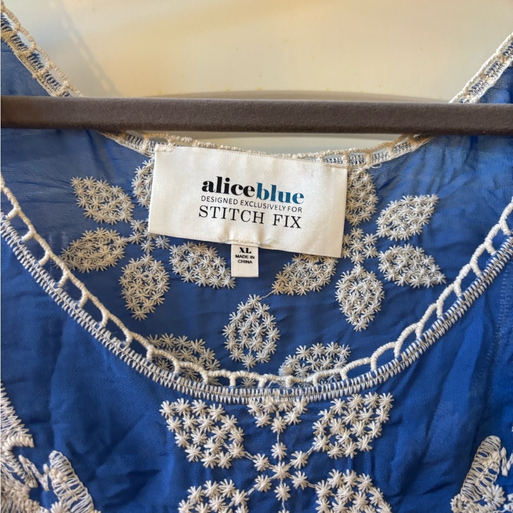 Alice Blue Elegant Embroidered Blouse